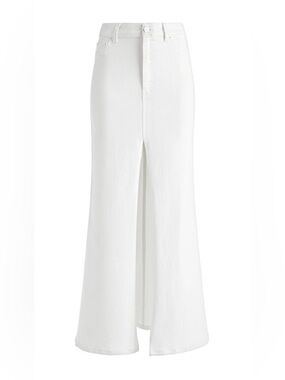 Alice + Olivia White High-Waist Maxi Skirt with Front Slit